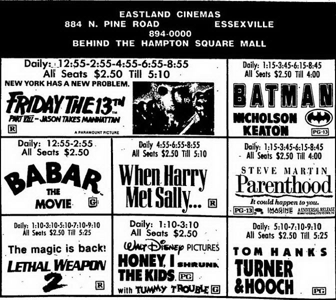 Eastland Twin Theatres - Aug 3 1989 Ad (newer photo)